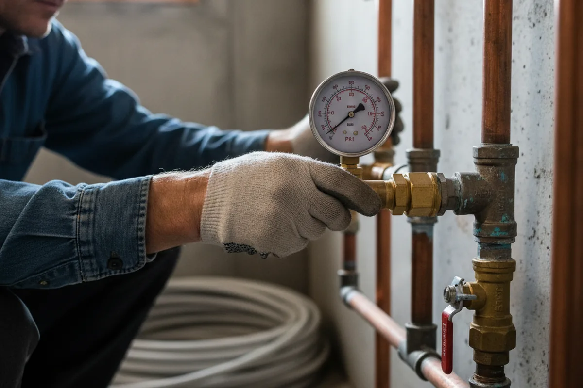 Pressure testing a repaired line during Water Line Repair in Palo